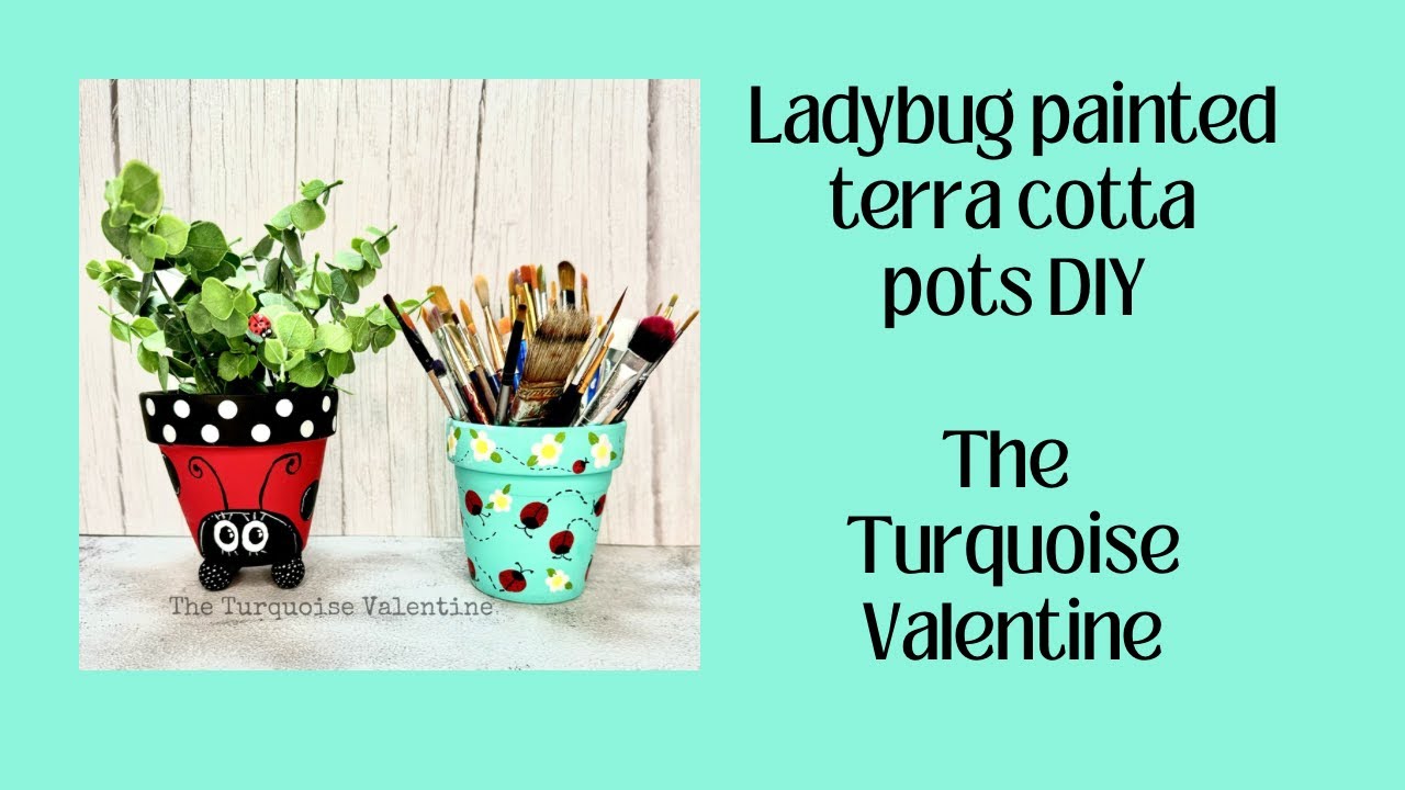 Ladybug painted terra cotta pots DIY