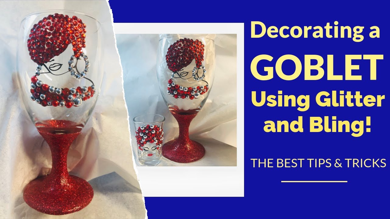 DIY How TO Decorate a Wine Glass Using Glitter and Bling! Fancy and Easy Gift Idea with Rhinestones!