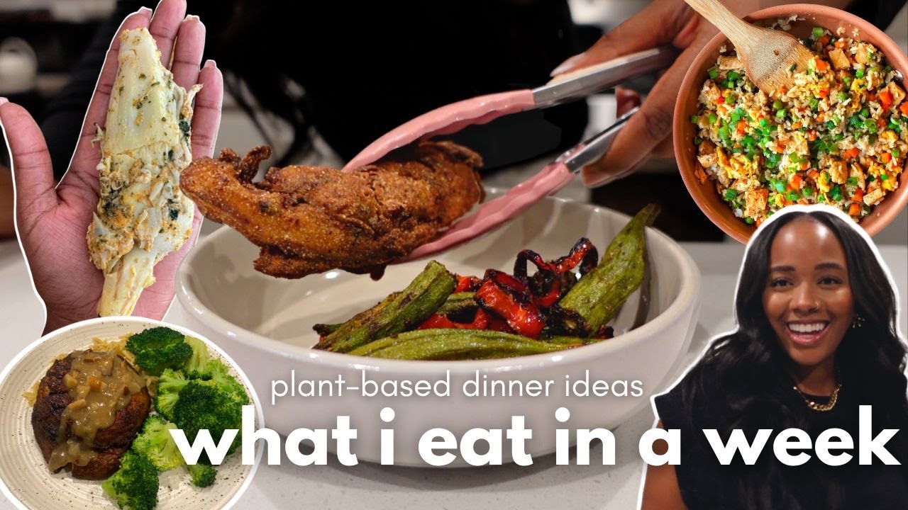 plant-based dinners ideas | vegan fried fish, fried rice, mushrooms steak | sweet greens vegan