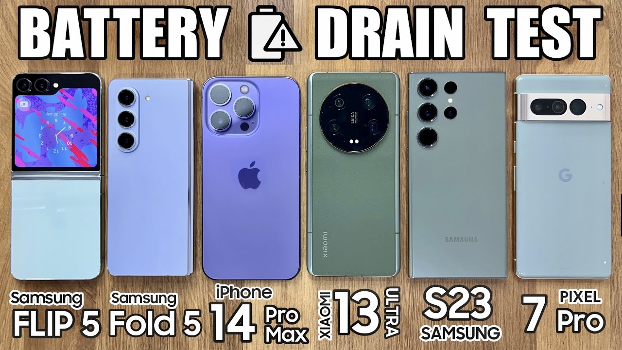 Samsung Z Fold 5 / Flip 5 vs iPhone 14 Pro Max / Xiaomi 13 Ultra / S23 Ultra - BATTERY DRAIN TEST!