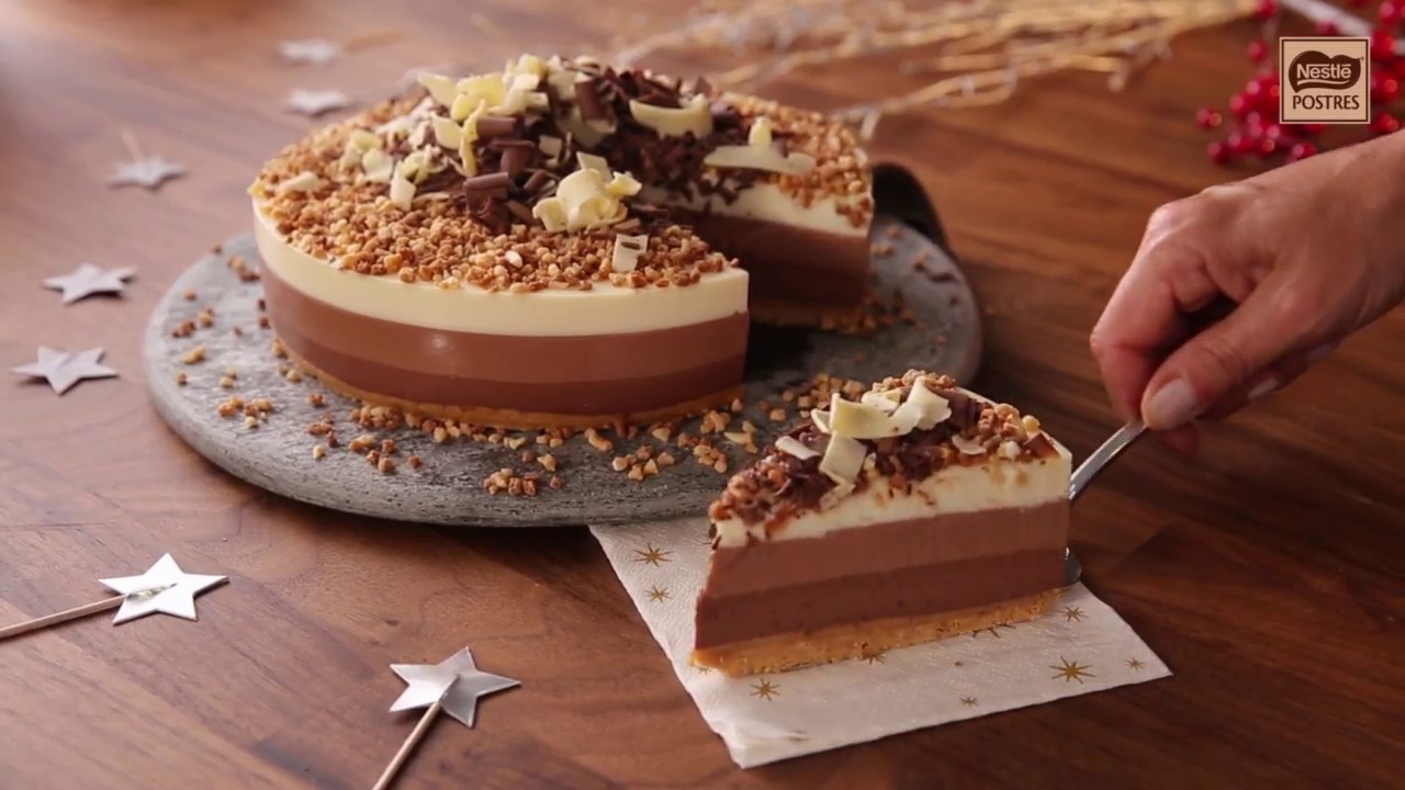 Tarta tres chocolates para Navidad - Nestl&eacute; Postres