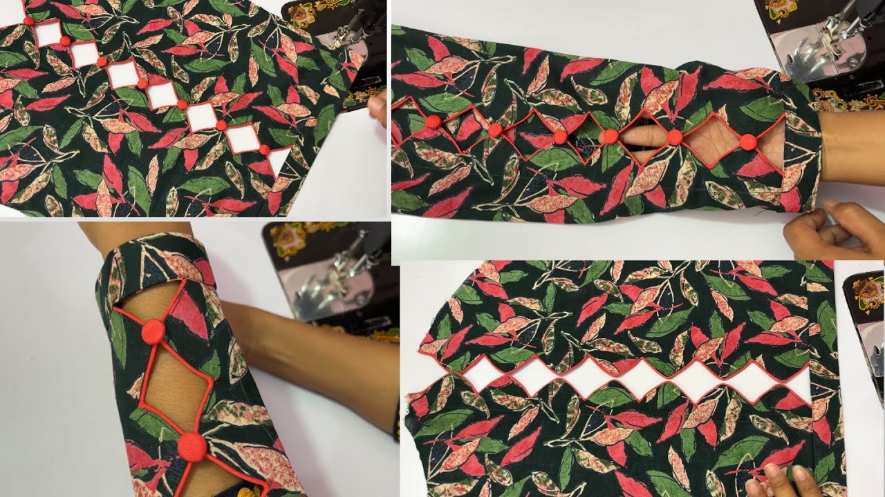 Cutwork Sleeves design with piping and butttons/ Garmiyon ke liye baju design/ Blouse ki baju design