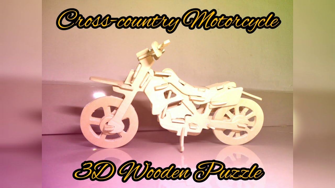 How to Assemble Cross-Country Motorcycle DIY 3D Wooden Puzzle