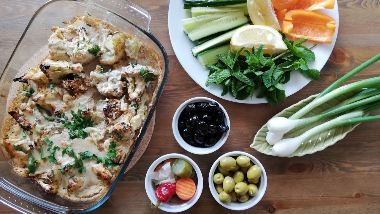 Baked Cauliflower with Tahini; simple, vegan and gluten-free recipe