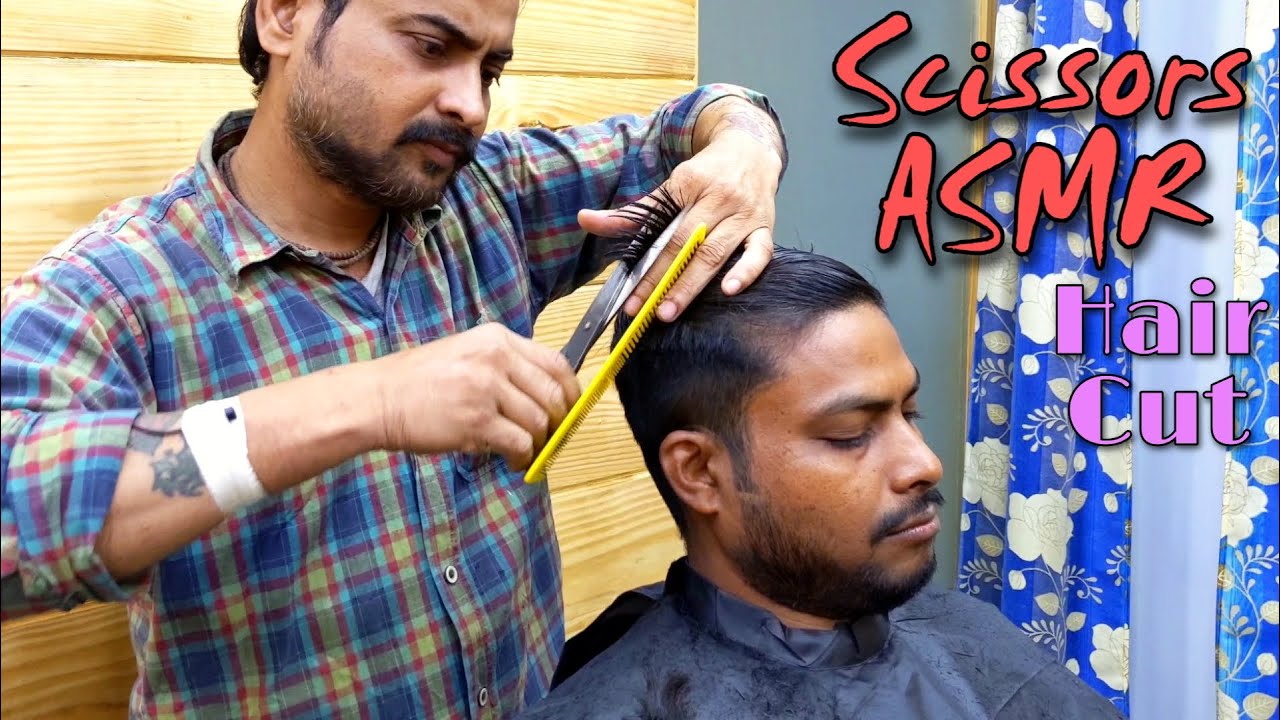 ASMR Hair Cut with Scissors ✂ Biswajit Barber ✂️ ASMR Head massage 💆‍♂️ Neck Cracking