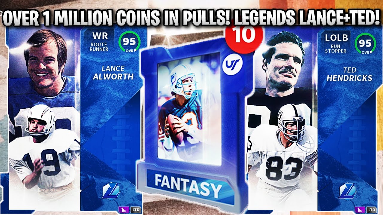 OMG OVER 1 MILLION COINS IN PULLS! WE PULLED HIM! 95 OVERALL LEGENDS LANCE ALWORTH AND HENDRICKS!