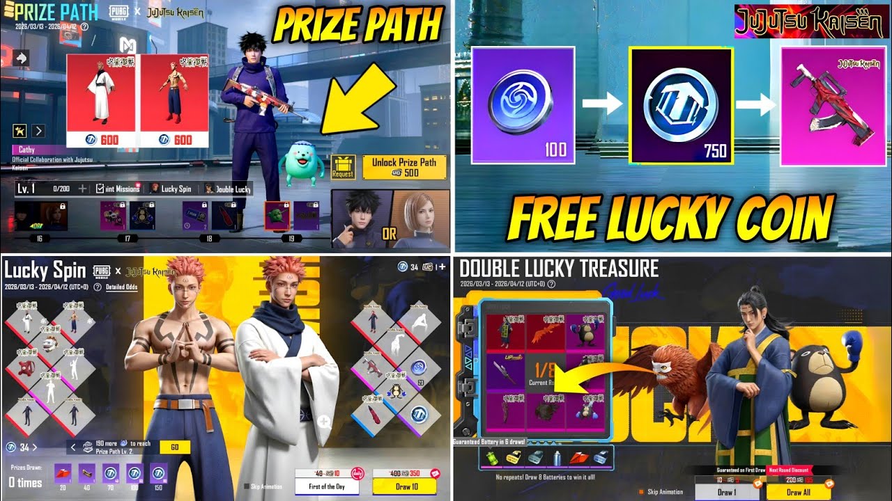 BGMI NEXT PRIZE PATH OF JUJUTSU KAISEN | SUKUNA GROZA IN LUCKY SPIN | BGMI PRIZE PATH RELEASE DATE ?