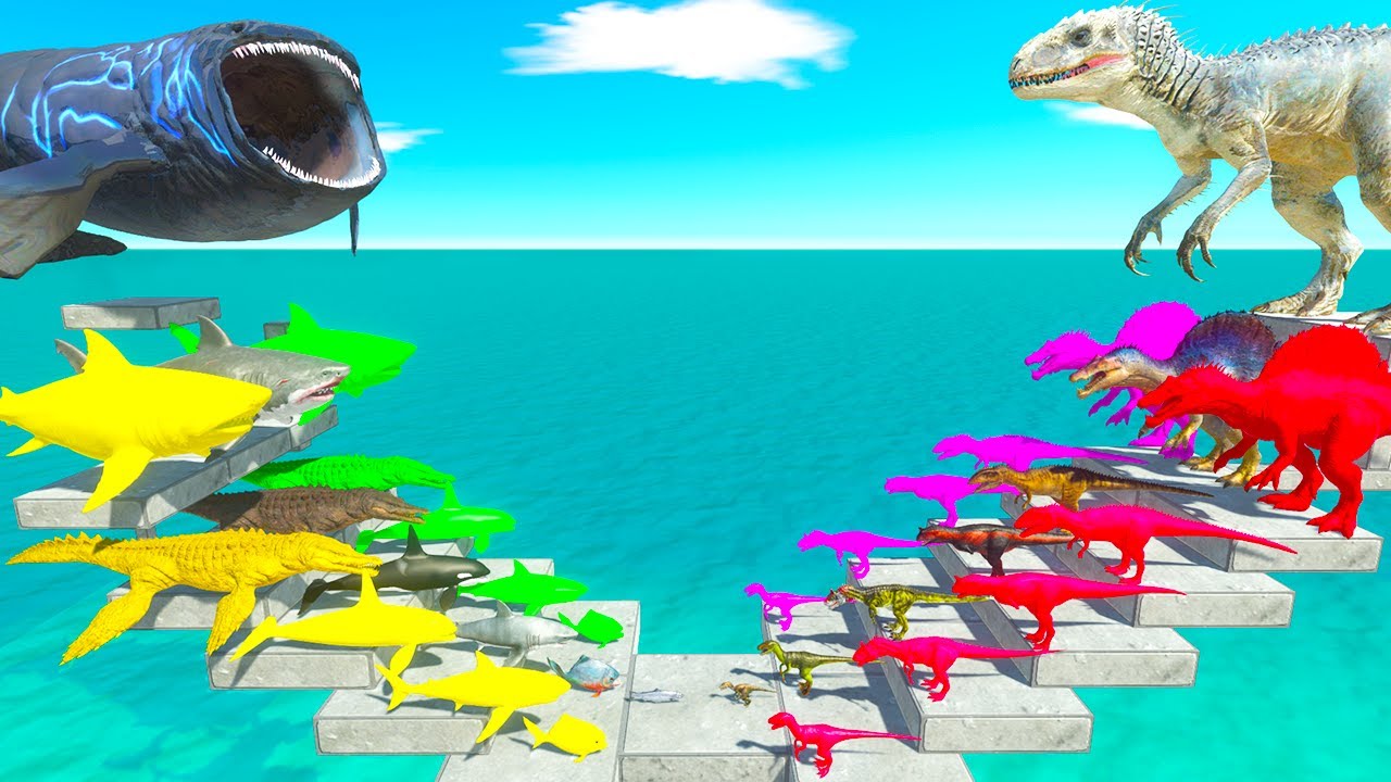 Bloop vs Indominus rex | Sea Monsters Fights Dinosaurs - Animal Revolt Battle Simulator