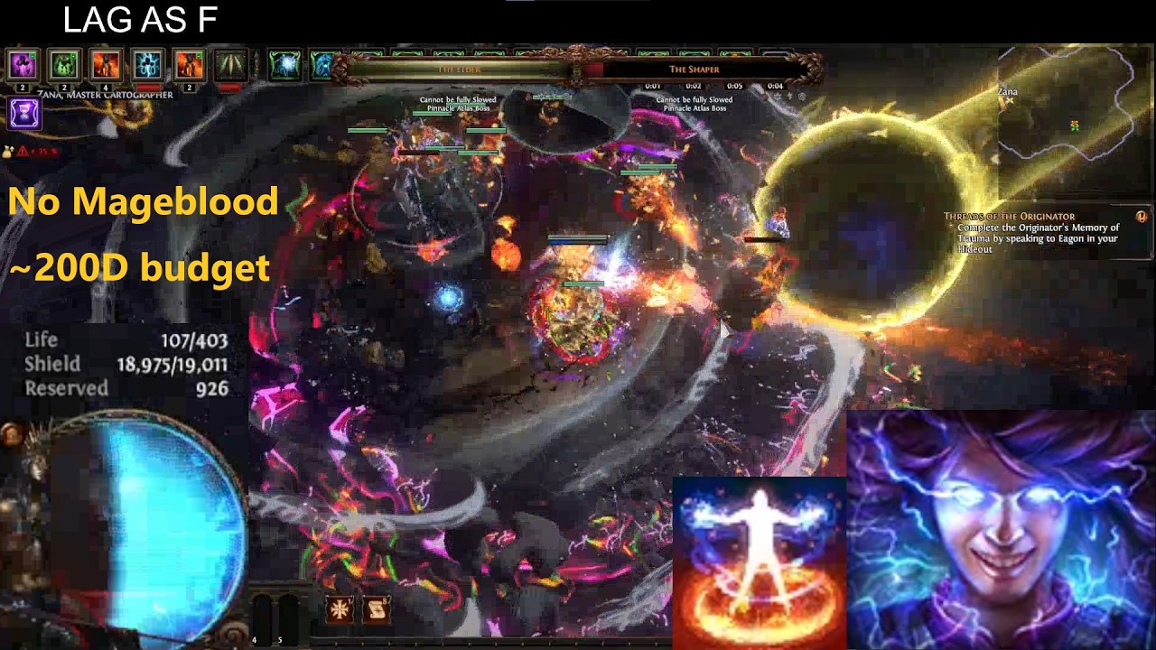 【3.26】ES RF Elementalist Uber Uber Elder fight (~200D budget