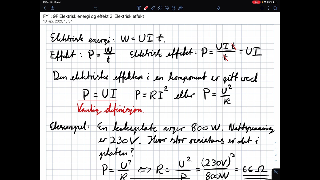 FY1: 9F Elektrisk energi og effekt 2: Elektrisk effekt