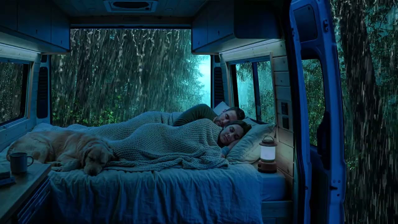 Soothing Rain & Soft Thunder 🌩️ Deep Sleep Night Ambience