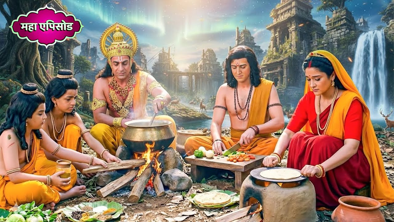 वनवास में श्री राम–सीता माता ने लव-कुश संग बनाया भोजन | Shrimad Ramayan #ramayan #ram