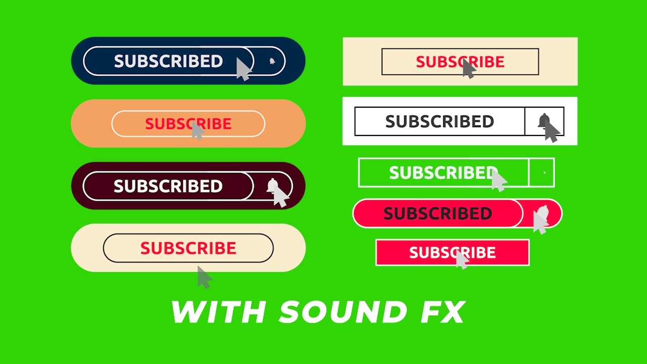 Subscribe button with bell icon sound tone | Subscribe Intro Green screen