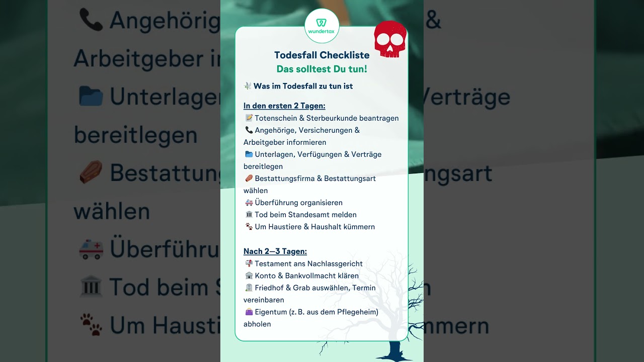 TODESFALL-Checkliste WAS IST ZU TUN?
