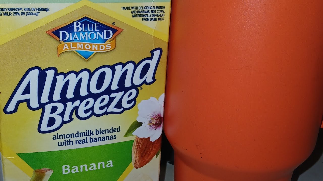 making a Smoothie with Almond Breeze banana almond milk