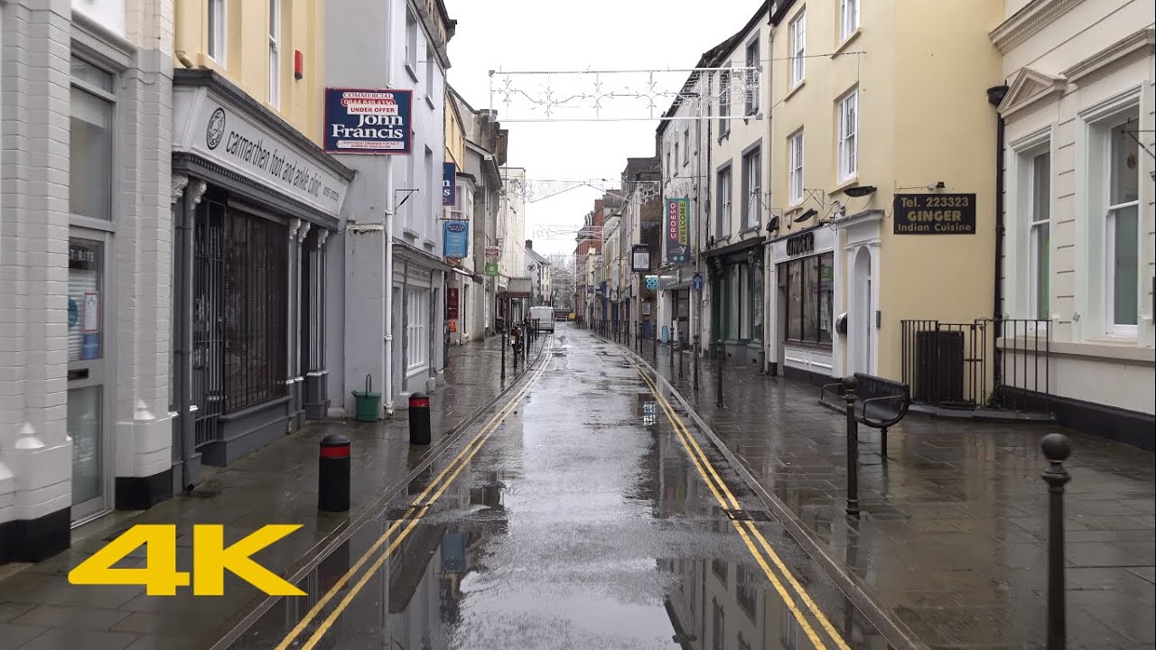 Carmarthen Walk: Town Centre【4K】