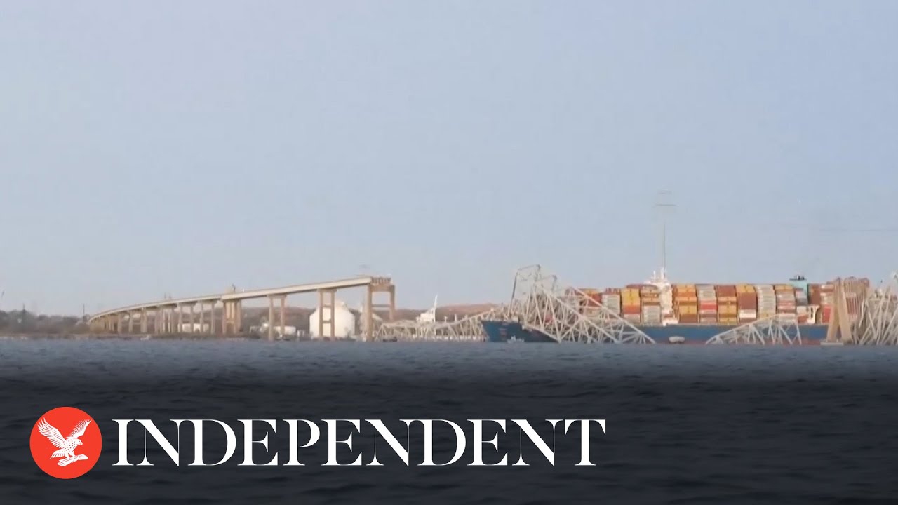 Watch again: Baltimore's Key Bridge submerged after ship crash causes collapse