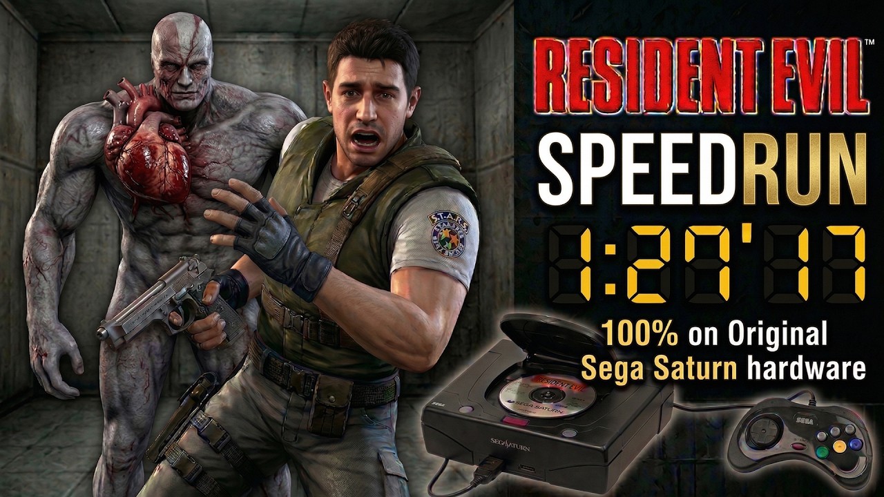 RESIDENT EVIL (1996) || Chris Redfield WORLD RECORD SPEEDRUN 100% - 1:27'17 || Sega Saturn