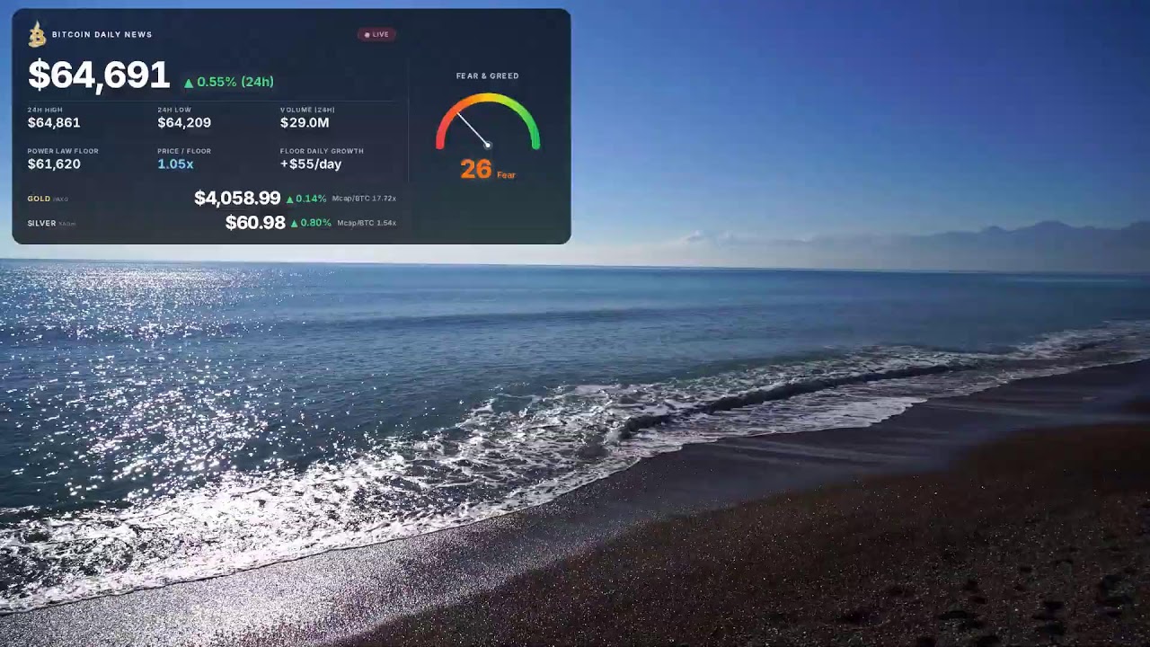 ⚡ Bitcoin Live Price Tracker 24/7 | BTC Fear & Greed | Beach Ambience
