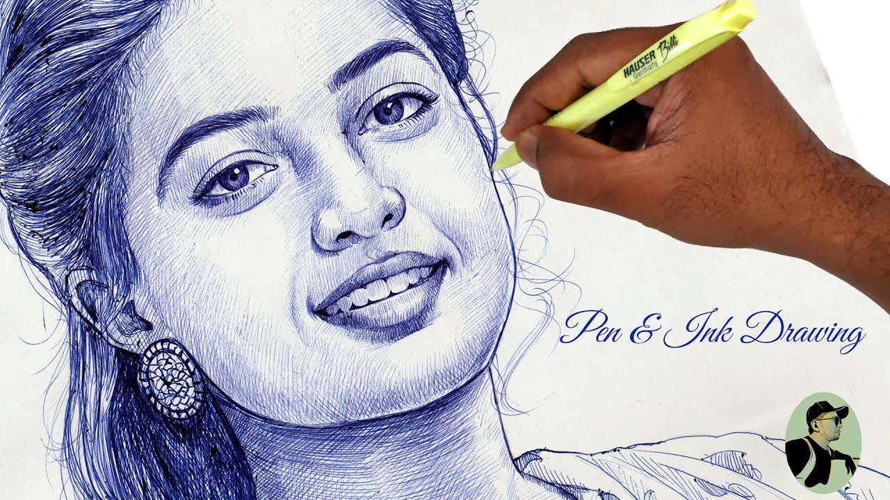#sketching  #portrait #pen #pen ink#art #drawing #shortvideo #work #woman