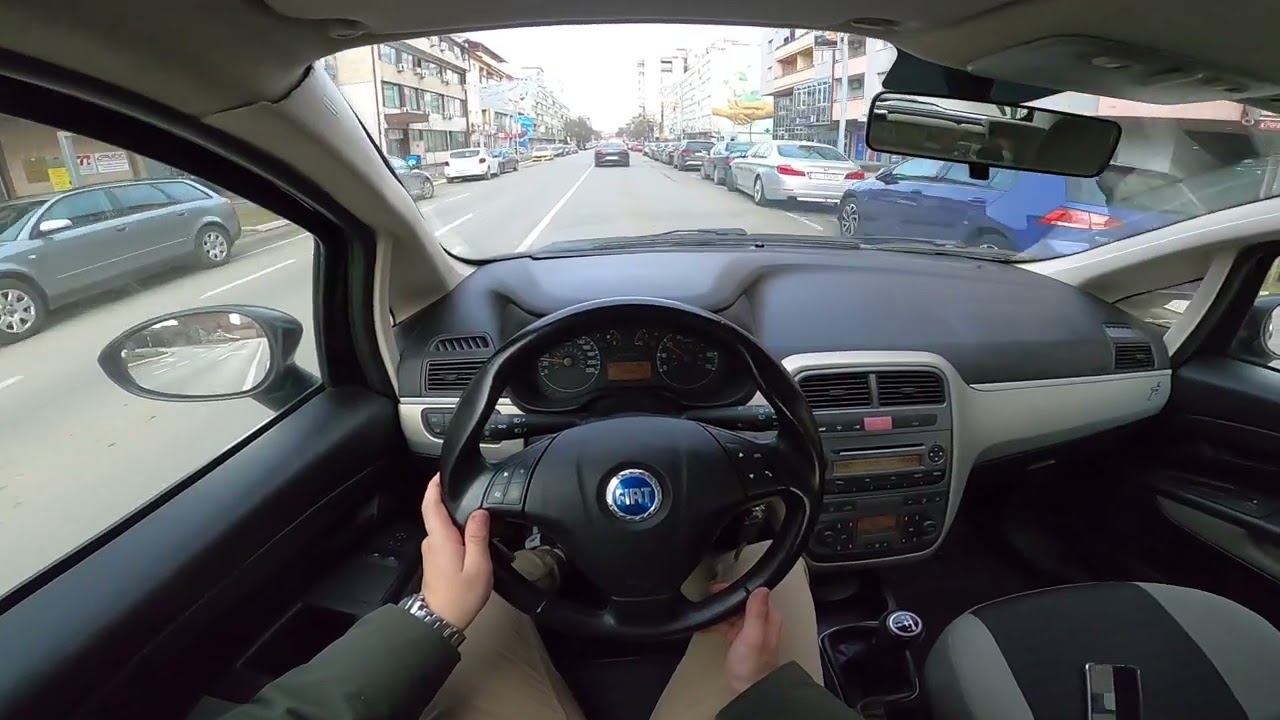 Driving 2007 Fiat Grande Punto 1.3 MJet Automatic POV Onboard City Drive