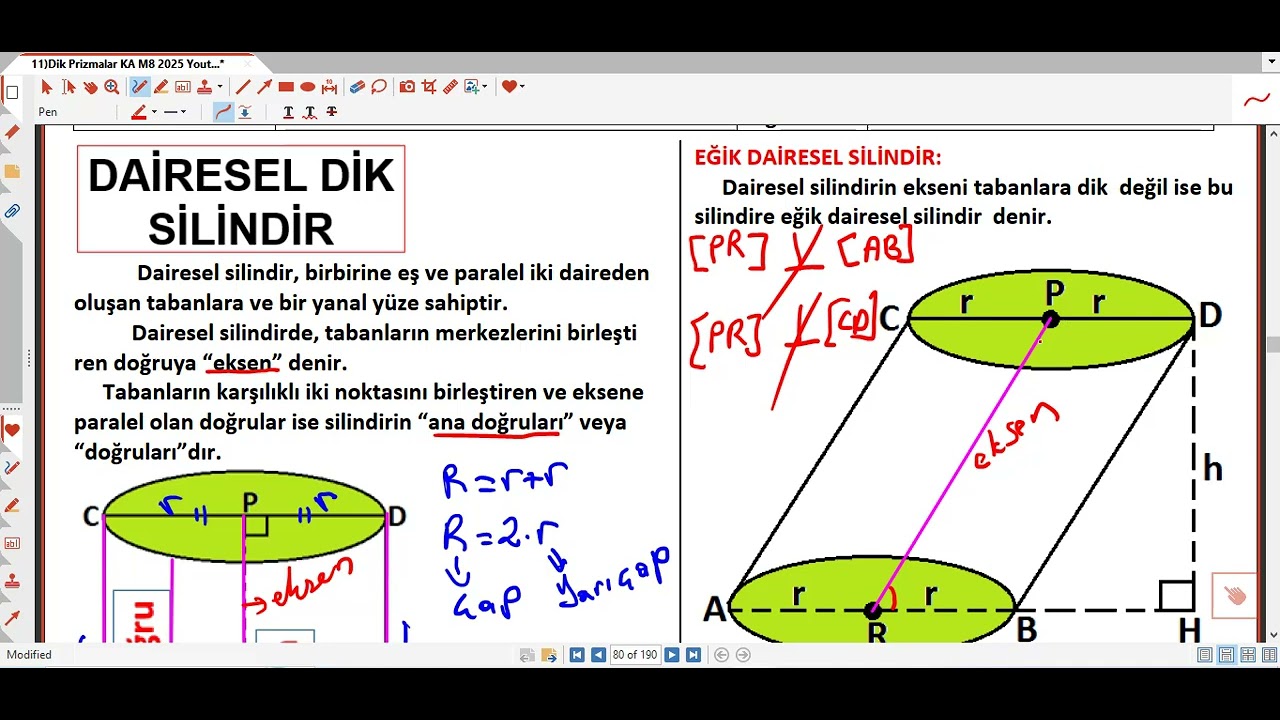 6-)M8 Geometrik Cisimler (Dairesel dik Silindir Özellikleri) 47