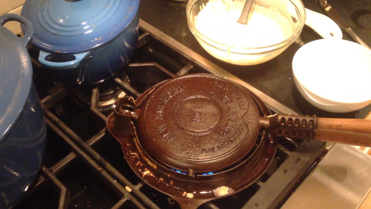 Cooking with 1901 Griswold Waffle Maker