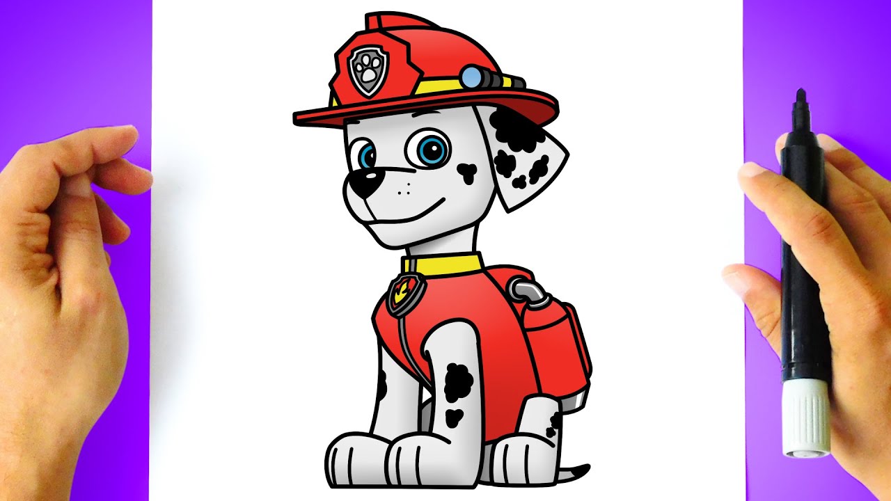 Como DESENHAR a PATRULHA CANINA - Cómo DIBUJAR a LA PATRULLA CANINA - MARSHALL - Paw Patrol Drawing