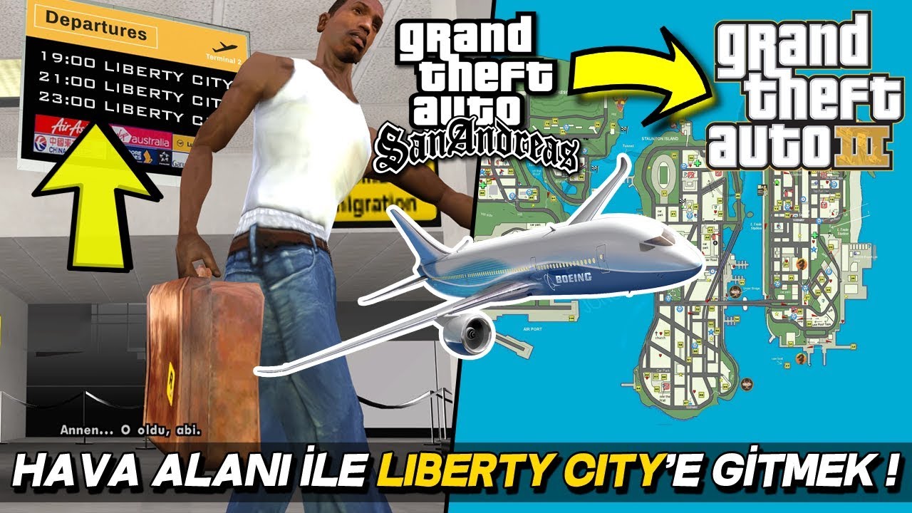 GTA SAN ANDREAS HAVA ALANI İLE GTA 3 LIBERTY CITY 'E GİTMEK ! (%100 GER&Ccedil;EK)