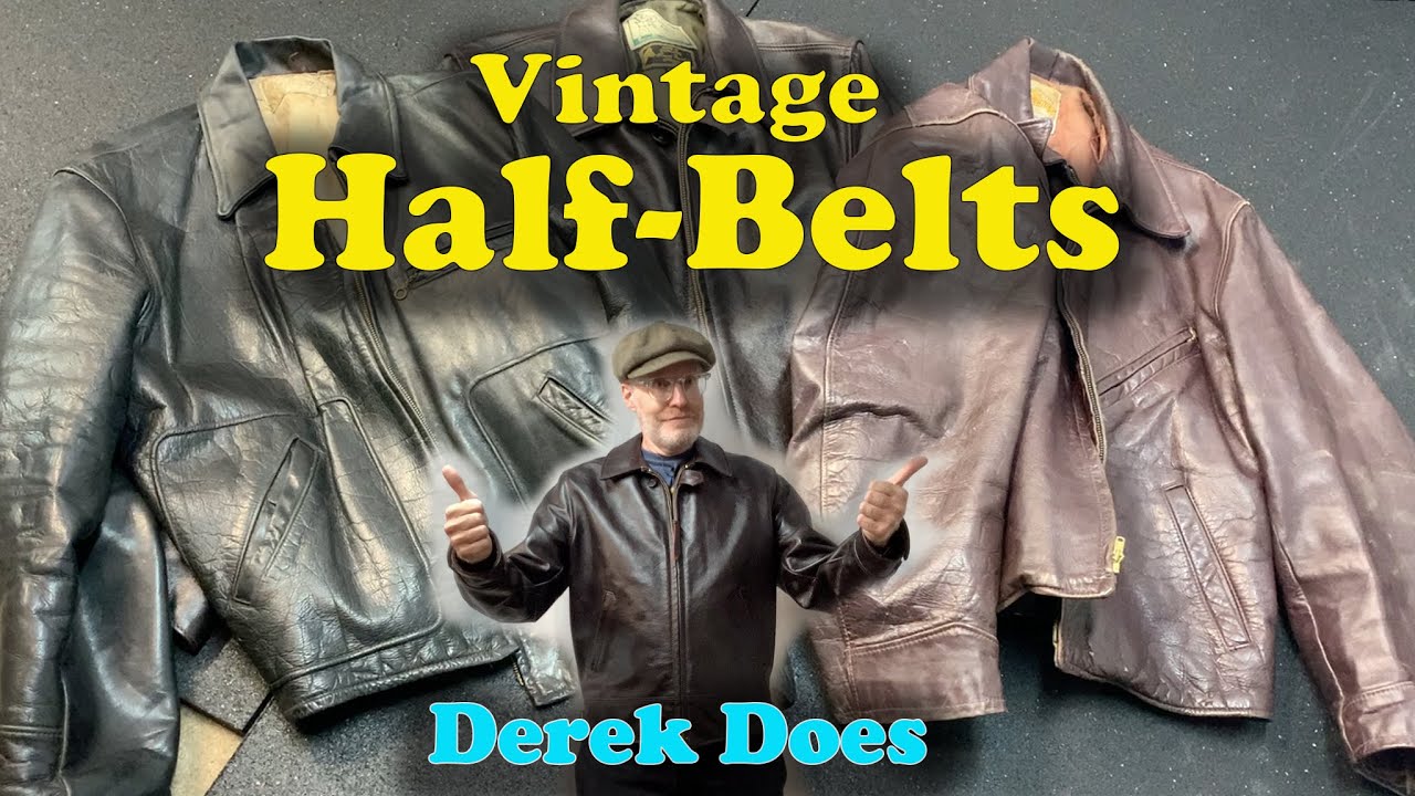 Vintage Half-Belt Leather Jackets on Derek Does.