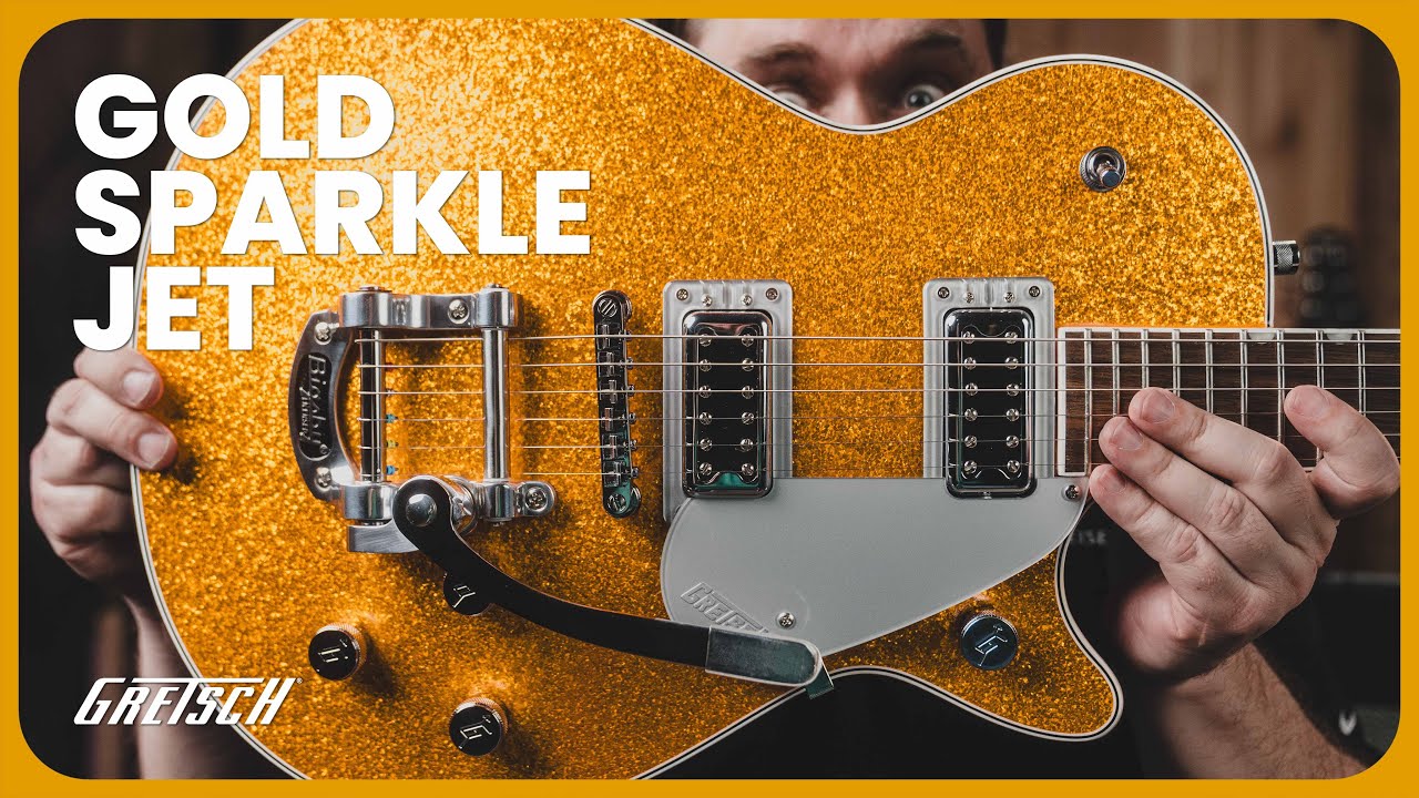 Gretsch G5230T Electromatic Sparkle Jet FT Single-Cut с электрогитарой Bigsby - Gold Sparkle