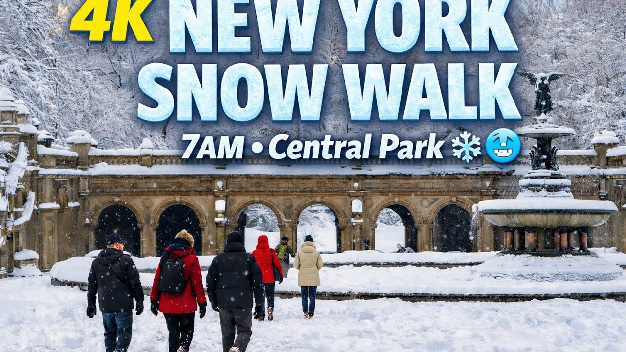 New York 7AM Snow Walk ❄️😬 Central Park After the Storm | 4K Immersive