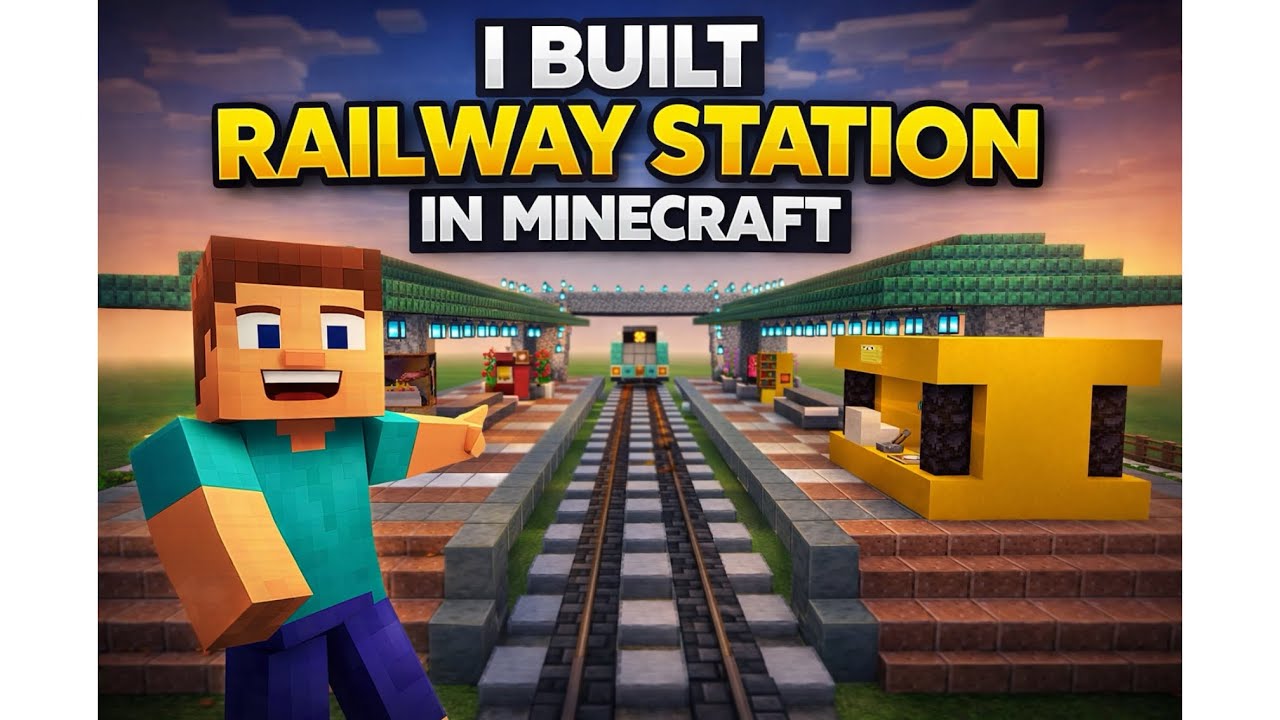 I Built Railway Station in Minecraft 🚆 | Amazing 3D Railway Station Build | Minecraft Hindi