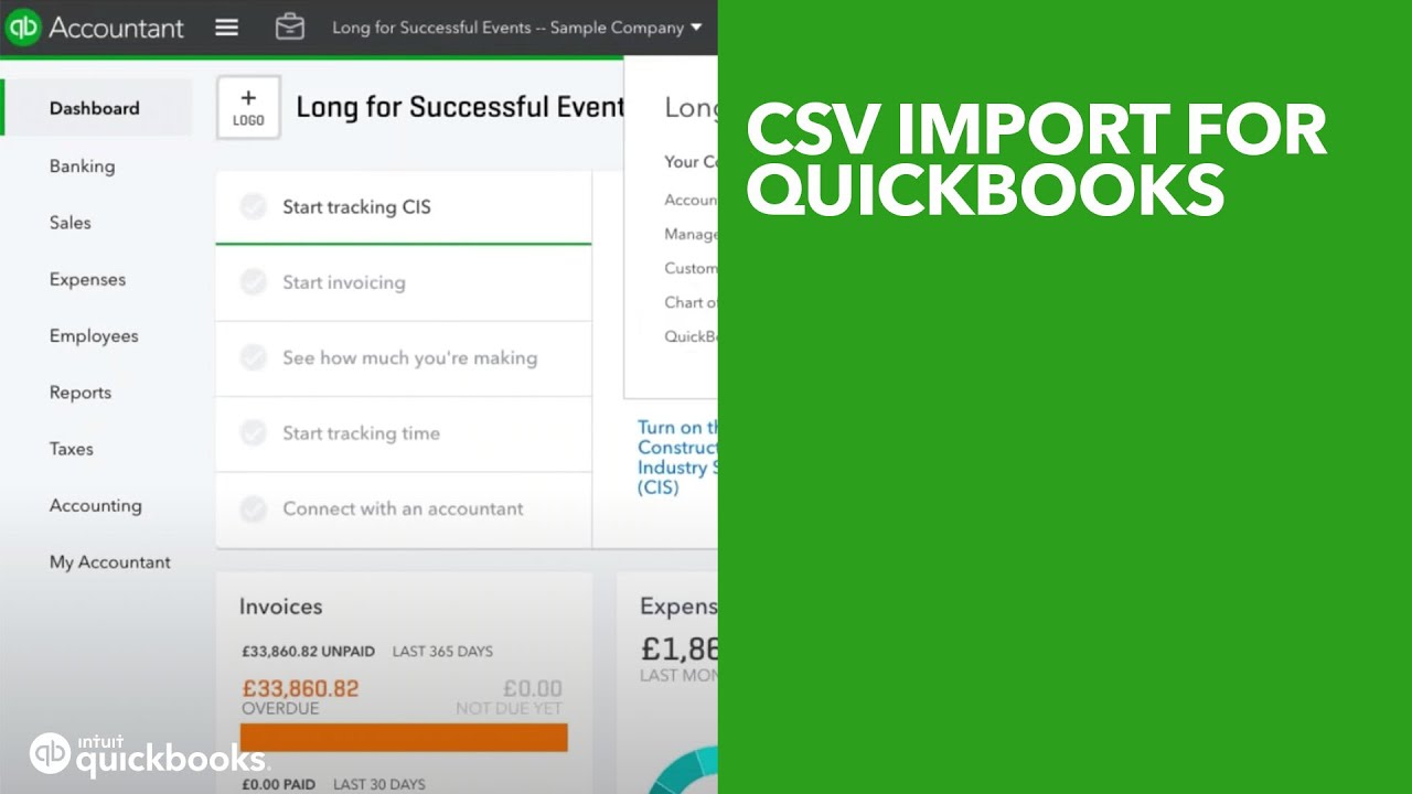 CSV import for QuickBooks