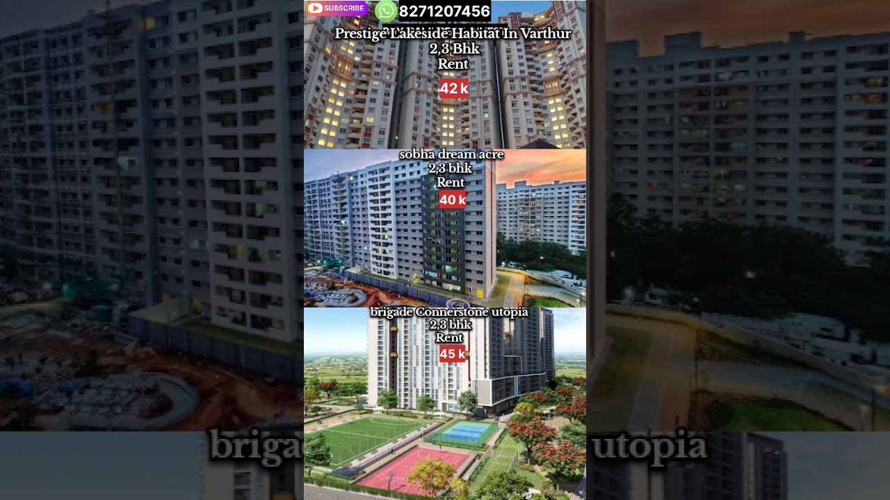 Varthur - Whitefield Rent - Sobha dream acre - Brigade Utopia - Prestige lakeside habitat 8271207456