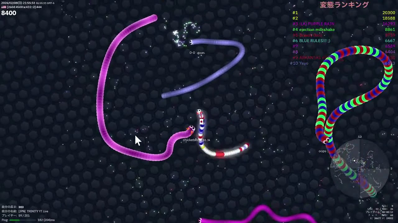 ～TRINITY's  slither.io～ no voice