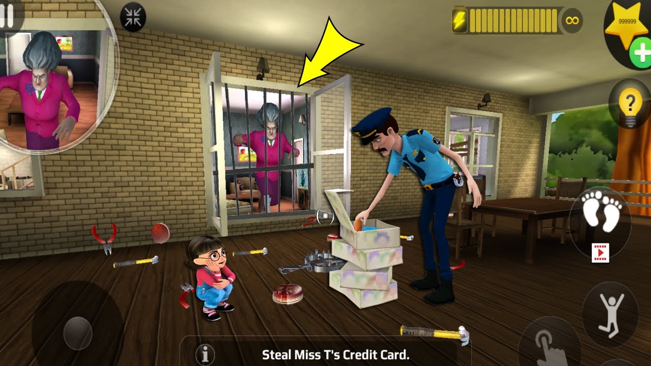 Scary Teacher 3D - New updater - troll Miss T fell face down so fun part 5457#scaryteacher3d