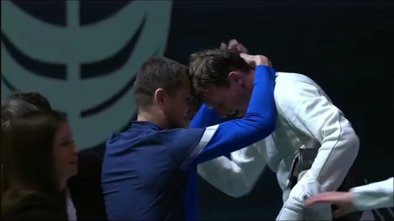 Anthem of Ukraine (2025 European Fencing Championships, men's individual &eacute;p&eacute;e, Roman Svichkar)
