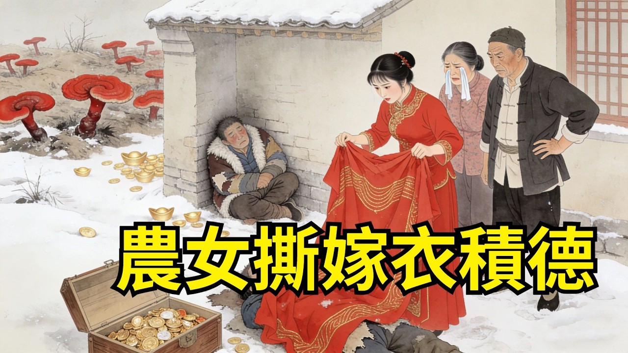 農家女把嫁衣撕了給凍僵乞丐取暖，爹娘氣得要斷絕關系，誰料屋後荒地長滿靈芝，壹夜暴富。採藥人跪著說：這是妳祖上積德，地脈醒了！【心事郵局】#民間故事#傳統故事#故事頻道#聽書#睡前故事#情感