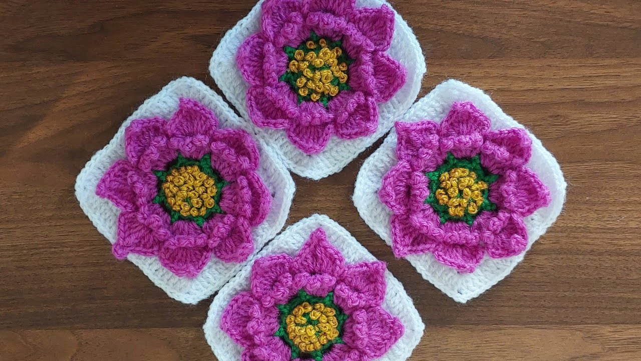 Granny Square Patterns with flowers 💫💫💫