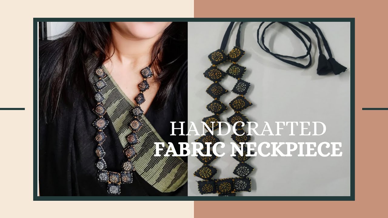 Hand crafted Fabric jewelry | Kantha Embroidered Neck piece | Statement Necklace