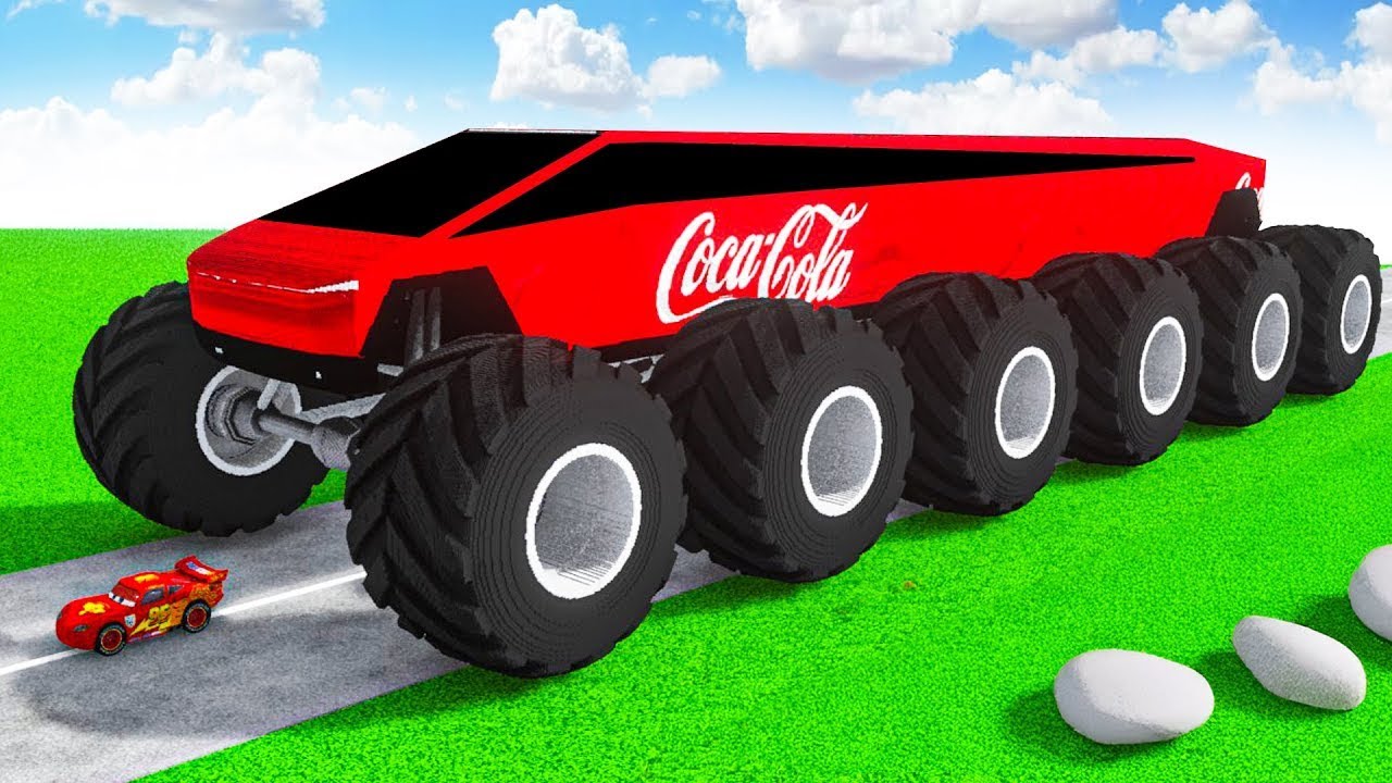 Tesla Cybertruck Transforming to GIANT very very long TESLA Coca Cola BTR BIGFOOT in Teardown!
