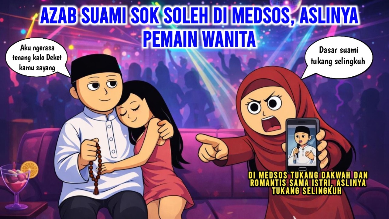 AZAB SUAMI SOK SOLEH DI MEDSOS, ASLINYA PEMAIN WANITA | ANIMASI AZAB