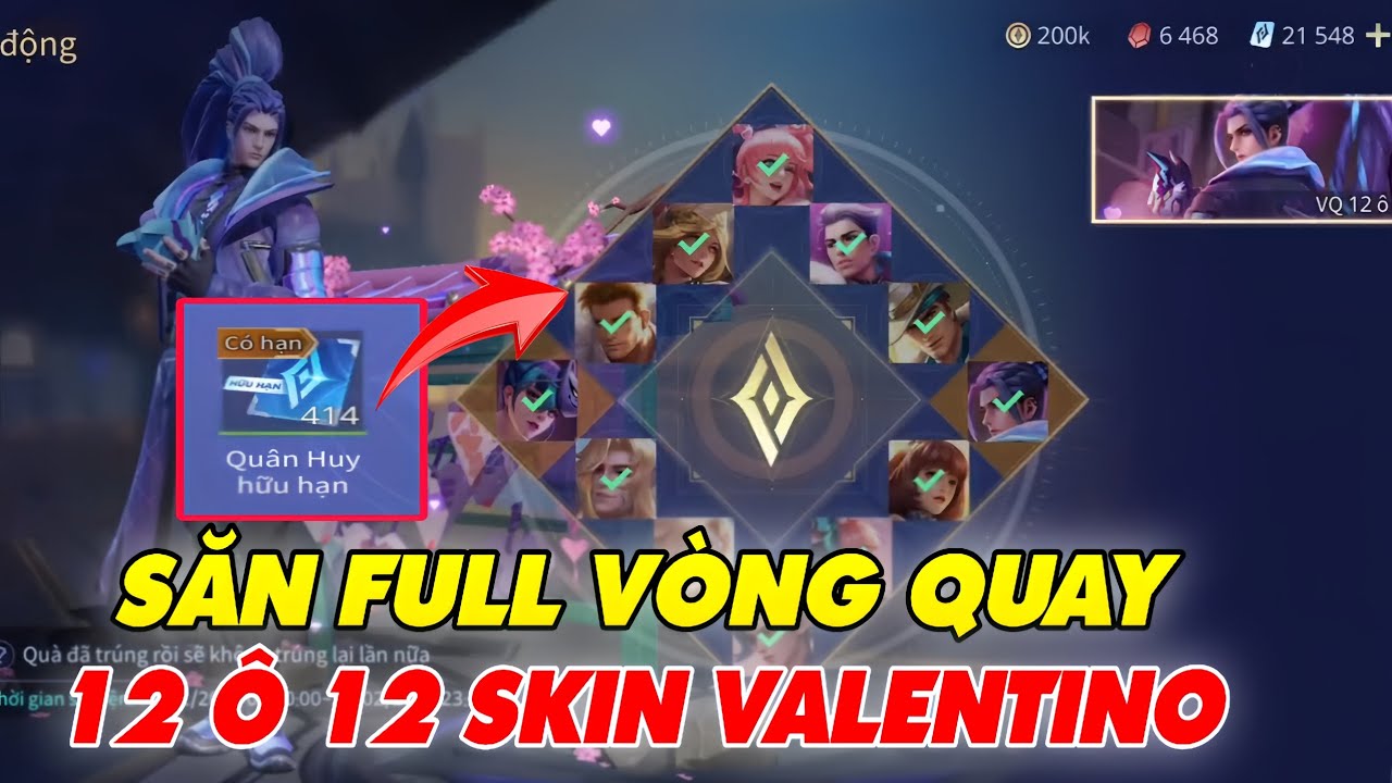 Liên quân Săn Full Vòng Quay 12 Ô 12 Trang Phục Valentino cần bao nhiêu quân huy