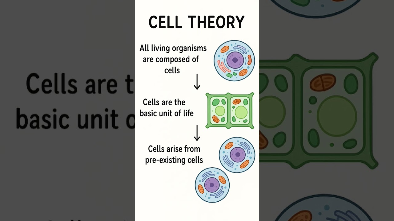 🧬 The three fundamental principles of cell theory with clear visual 
