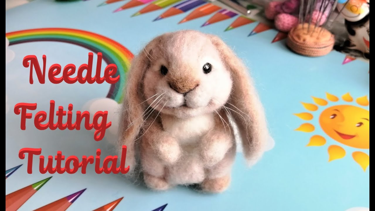 Как свалять из шерсти Кролика Вислоухого #УрокВаляния Fuzzy Lop Bunny #NeedleFeltingTutorial
