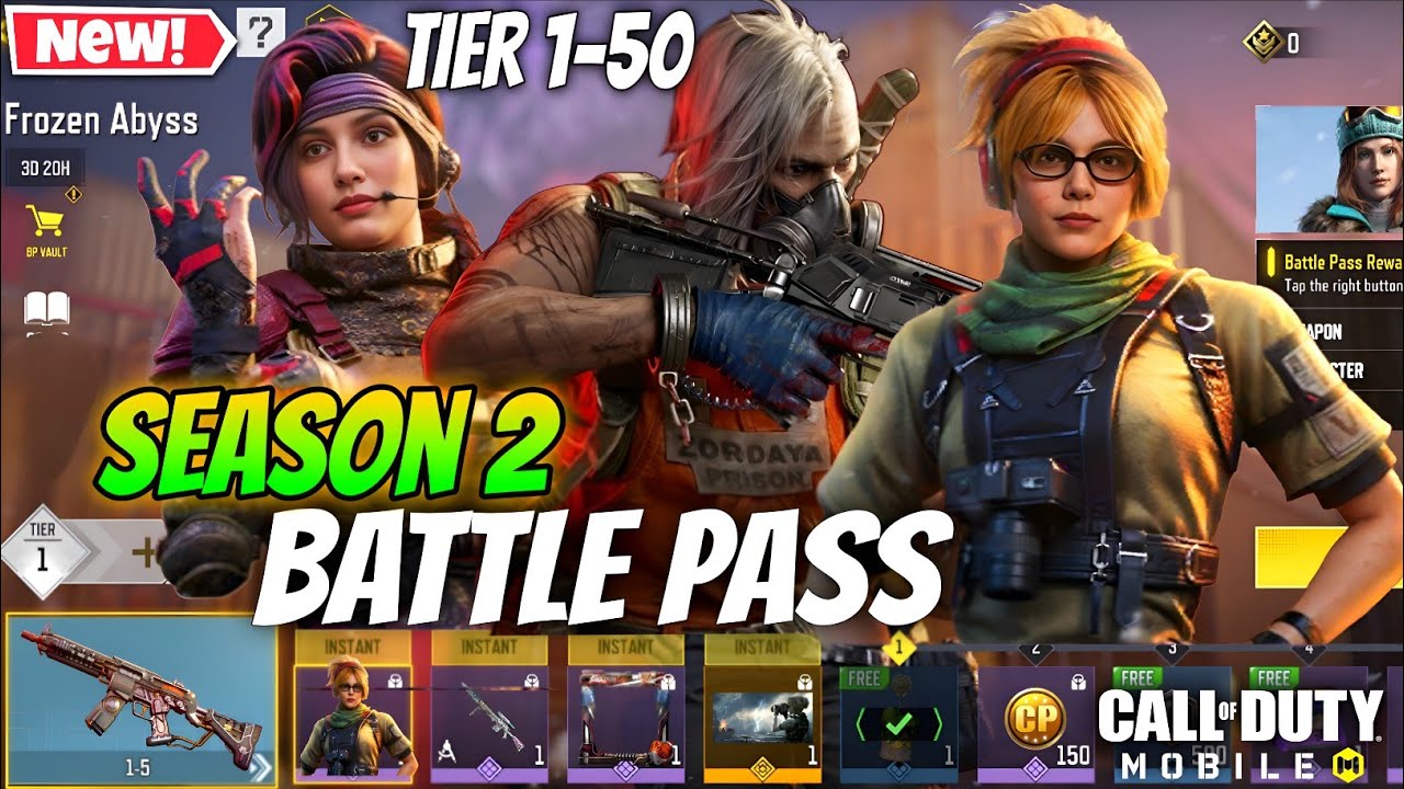 Season 2 2026 New Battle Pass Tier 1-50 All Rewards | S2 BP All New Epic Weapon+Character, CODM 2026