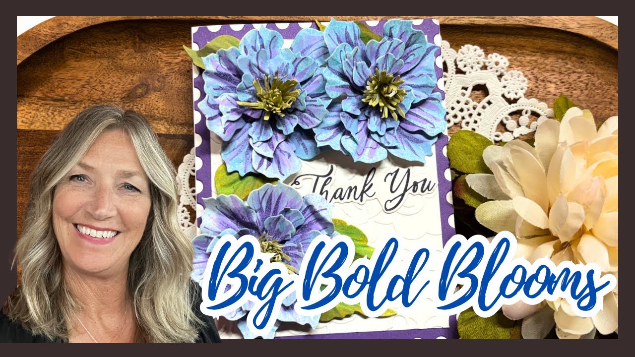 Bold Floral Card | Clematis Poet Etched Die 🌸 Spellbinders Poets Garden