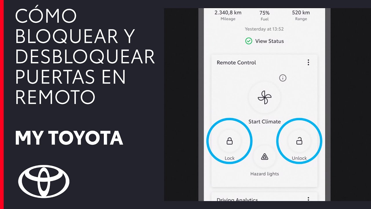 Bloquear y desbloquear las puertas en remoto | My Toyota App