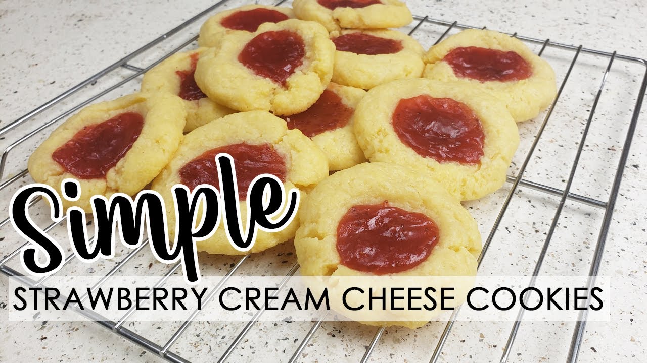 Easy Strawberry Cream Cheese Cookies - NO EGGS - ONLY 5 ingredients - Simple Cookie Recipe